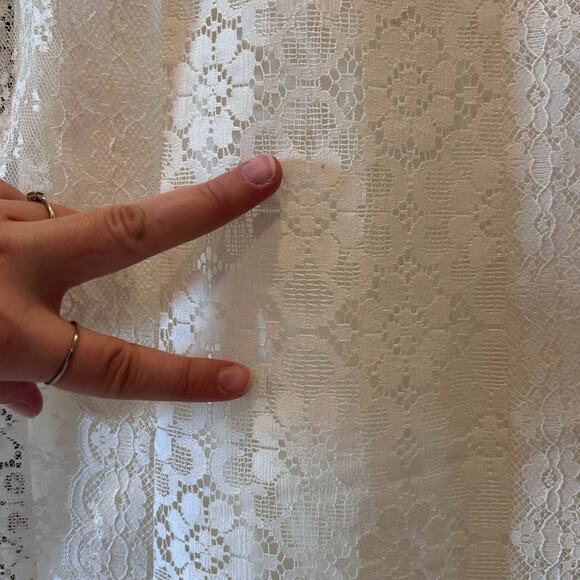 Vintage White Cream Lace Aline Skirt Womens Sz Medium Bridal Boho Ethereal 80s - Picture 8 of 16